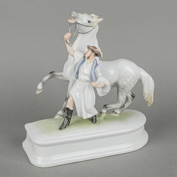 HEREND Figurine Horse With Trainer Traditional
