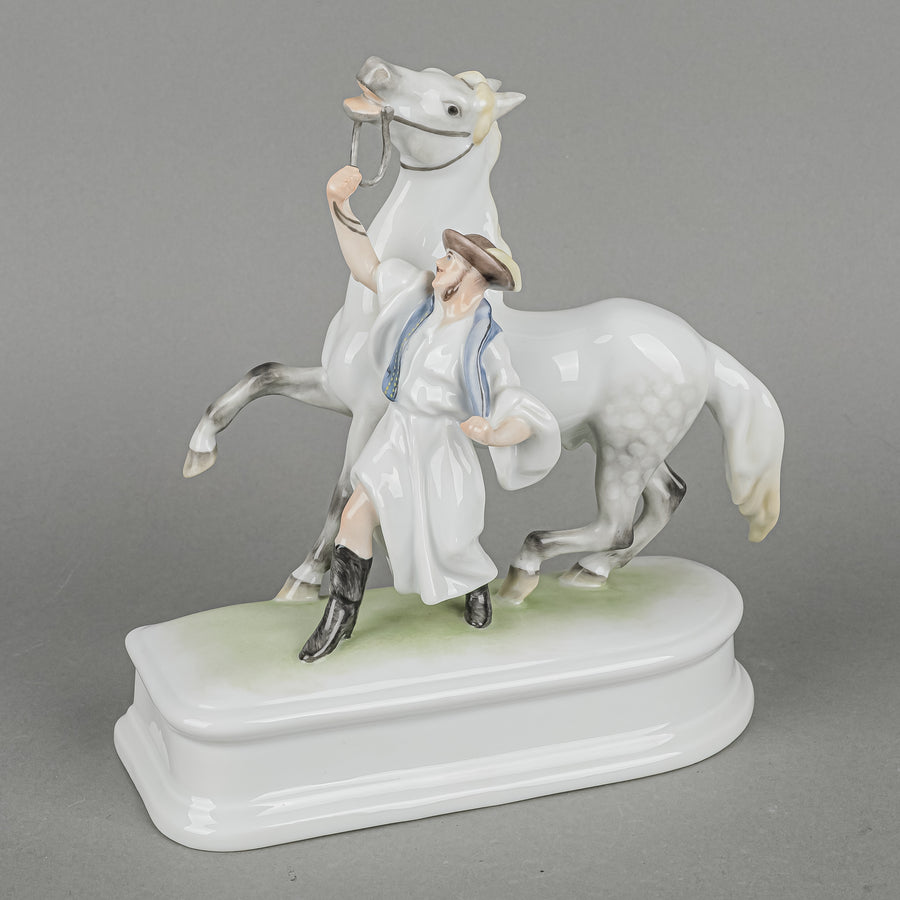 HEREND Figurine Horse With Trainer Traditional