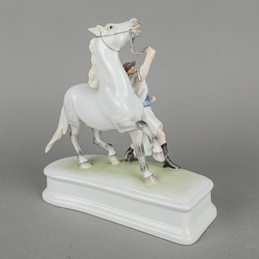 HEREND Figurine Horse With Trainer Traditional