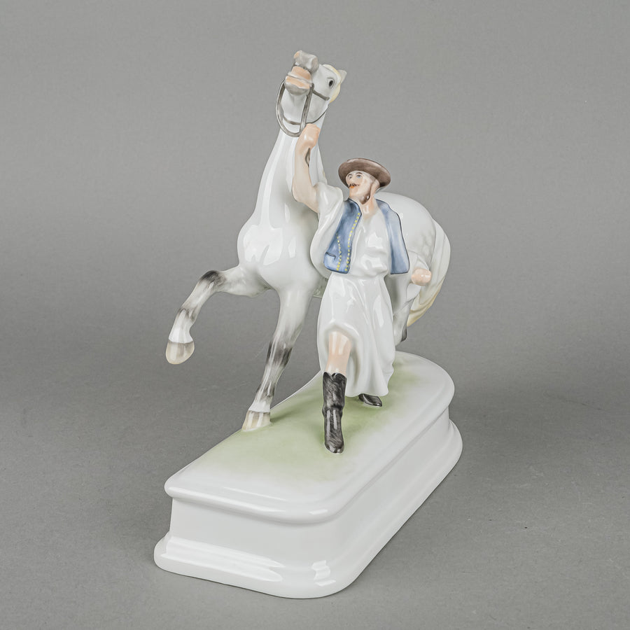 HEREND Figurine Horse With Trainer Traditional