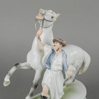 HEREND Figurine Horse With Trainer Traditional
