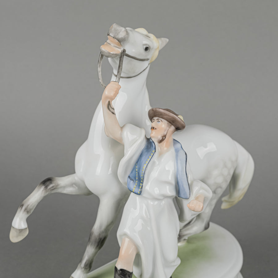 HEREND Figurine Horse With Trainer Traditional