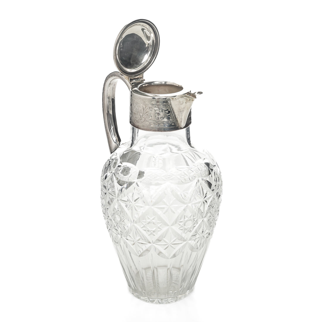 Wm DEVENPORT Sterling Top Cut Crystal Claret Jug