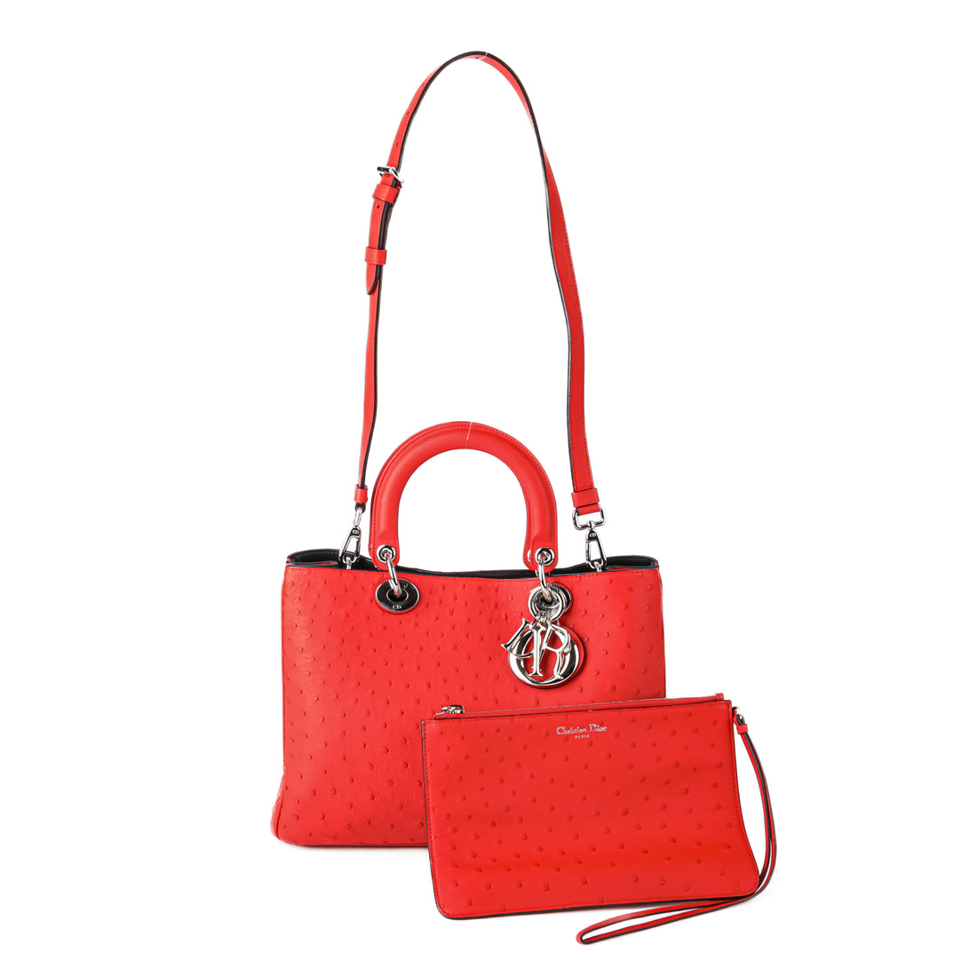 CHRISTIAN DIOR Large Diorissimo Bag - Vermillion Ostrich