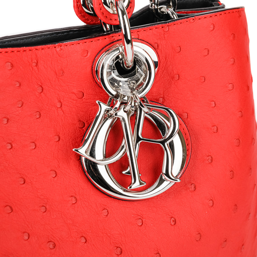 CHRISTIAN DIOR Large Diorissimo Bag - Vermillion Ostrich