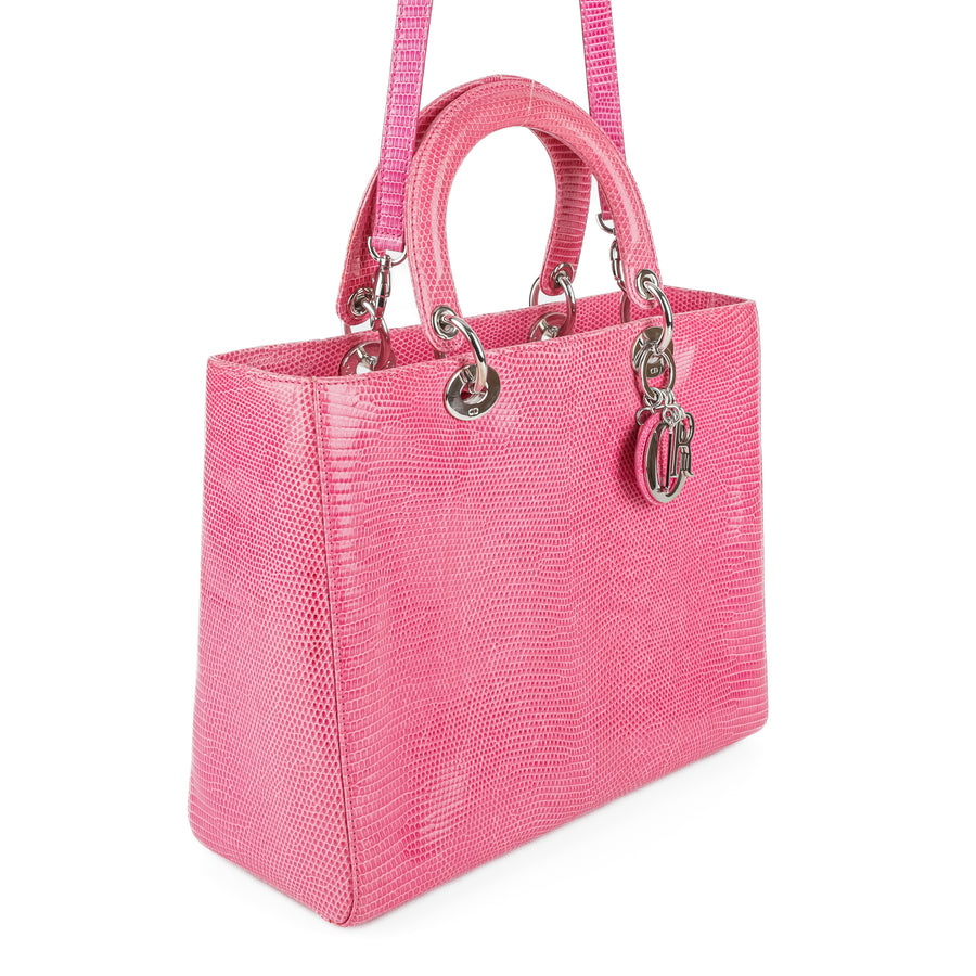 CHRISTIAN DIOR Lady Dior Bag - Pink Lizard