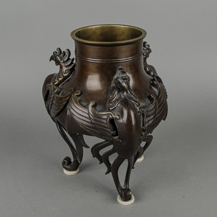 Bronze Ikebana Flower Arrangement Vase