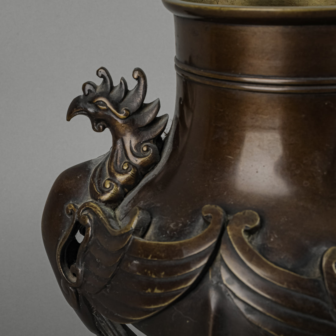 Bronze Ikebana Flower Arrangement Vase