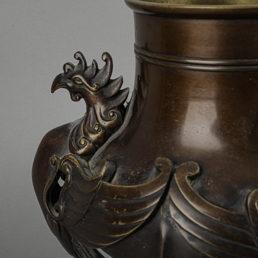 Bronze Ikebana Flower Arrangement Vase