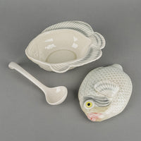 FITZ & FLOYD Fish Covered Tureen And Ladle 3Pcs