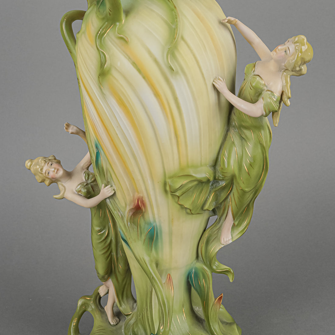 Continental Art Nouveau Figural Porcelain Vase