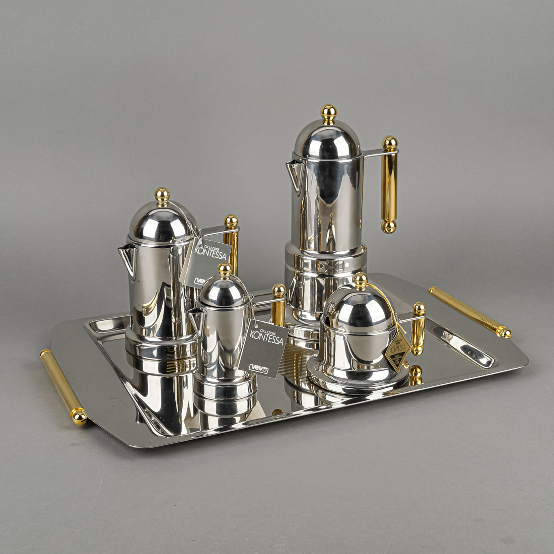 VEV VIGANO Kontessa Stainless Steel Espresso Set 5 Pieces