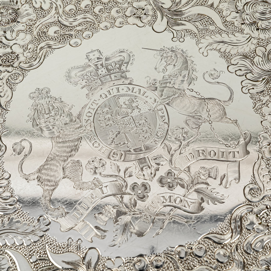 Ornate Silverplate Footed Tray With Handles
