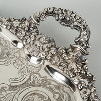 Ornate Silverplate Footed Tray With Handles