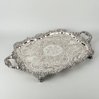 Ornate Silverplate Footed Tray With Handles