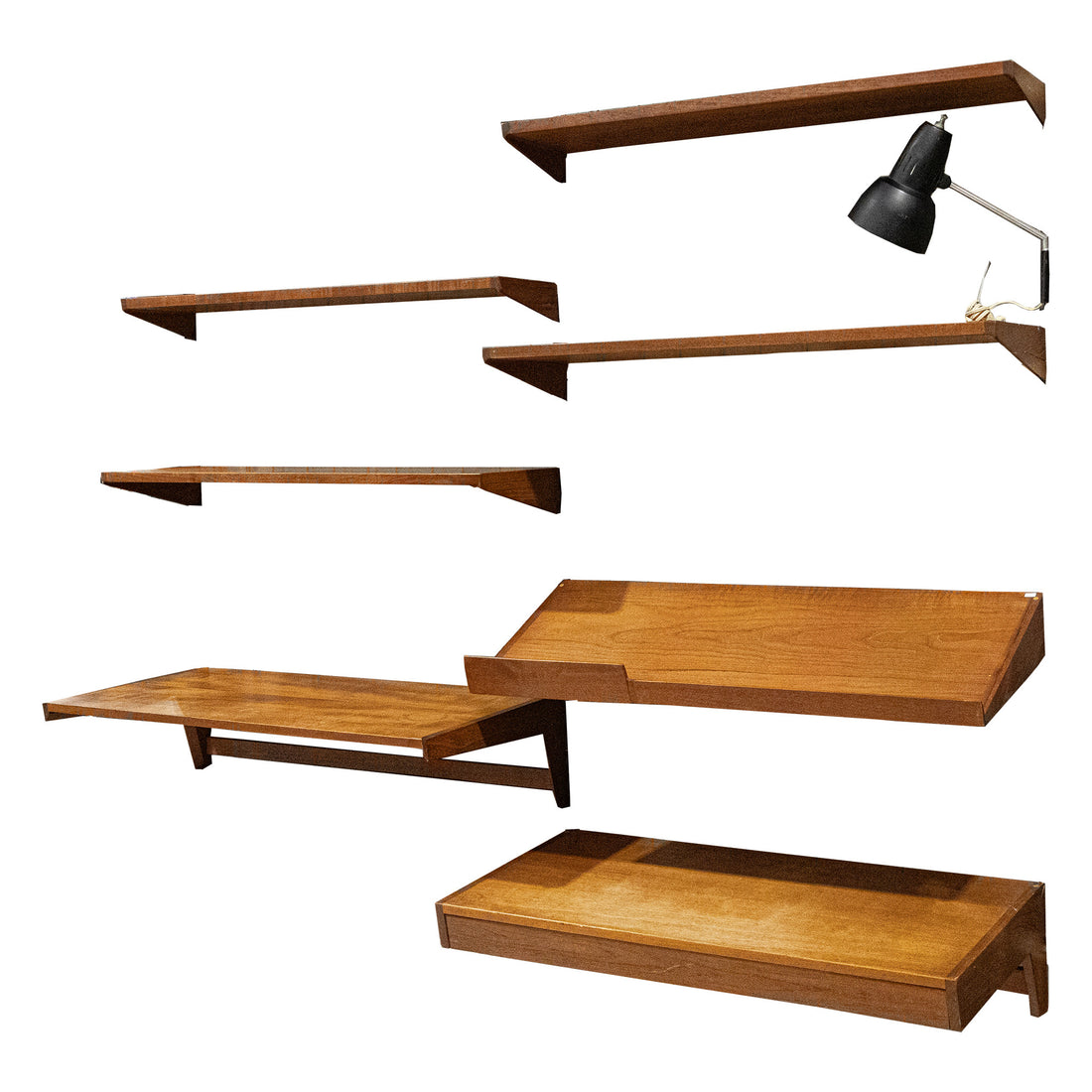 FM MOBLER Vintage Teak Wall Mount Shelves 11 Pieces