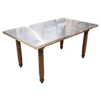 Walnut Table With Stainless Steel Top