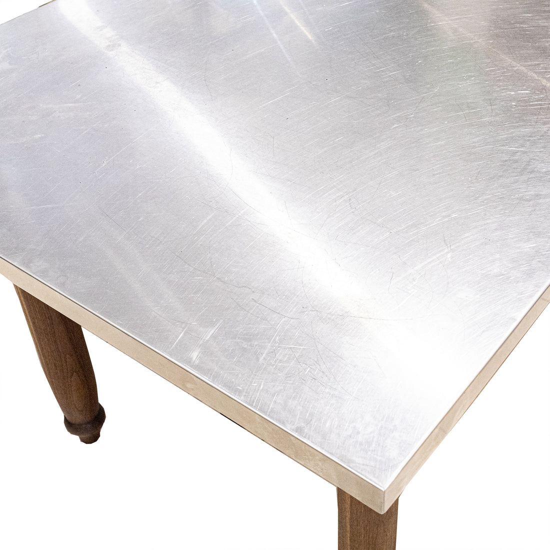 Walnut Table With Stainless Steel Top