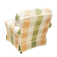 HIGHLAND HOUSE Green And Peach Plaid Upholstered Armchair