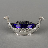 Swedish Sterling Viking Ship Salt Cellar With Liner