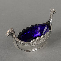 Swedish Sterling Viking Ship Salt Cellar With Liner
