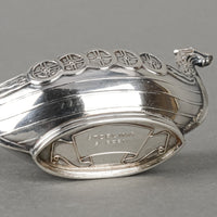 Swedish Sterling Viking Ship Salt Cellar With Liner