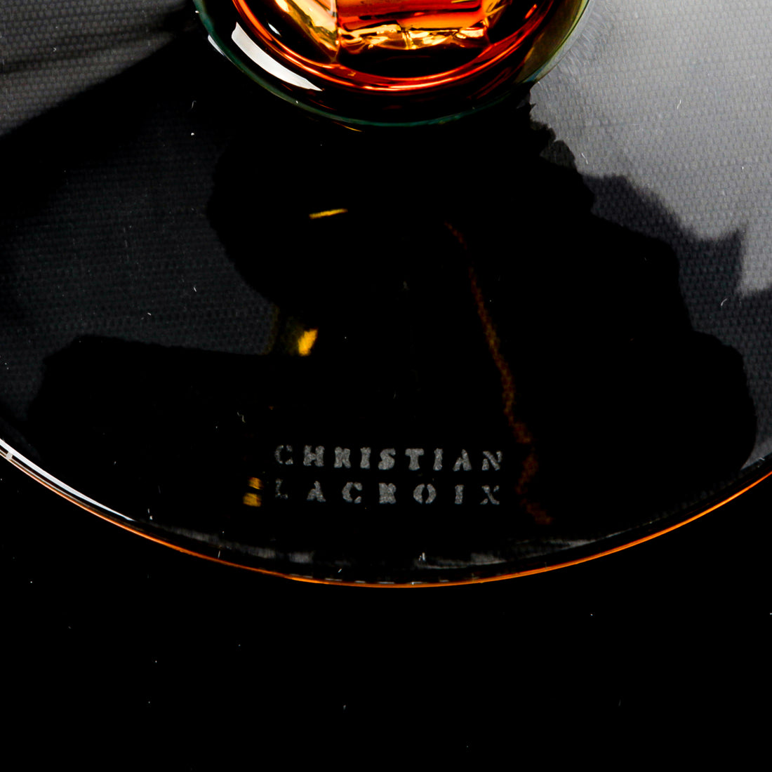 CHRISTIAN LACROIX Crystal Cut To Clear Candlestick Amber