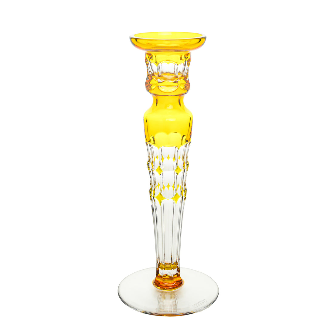 CHRISTIAN LACROIX Crystal Cut To Clear Candlestick Amber