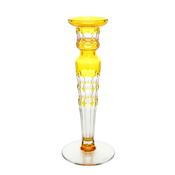 CHRISTIAN LACROIX Crystal Cut To Clear Candlestick Amber