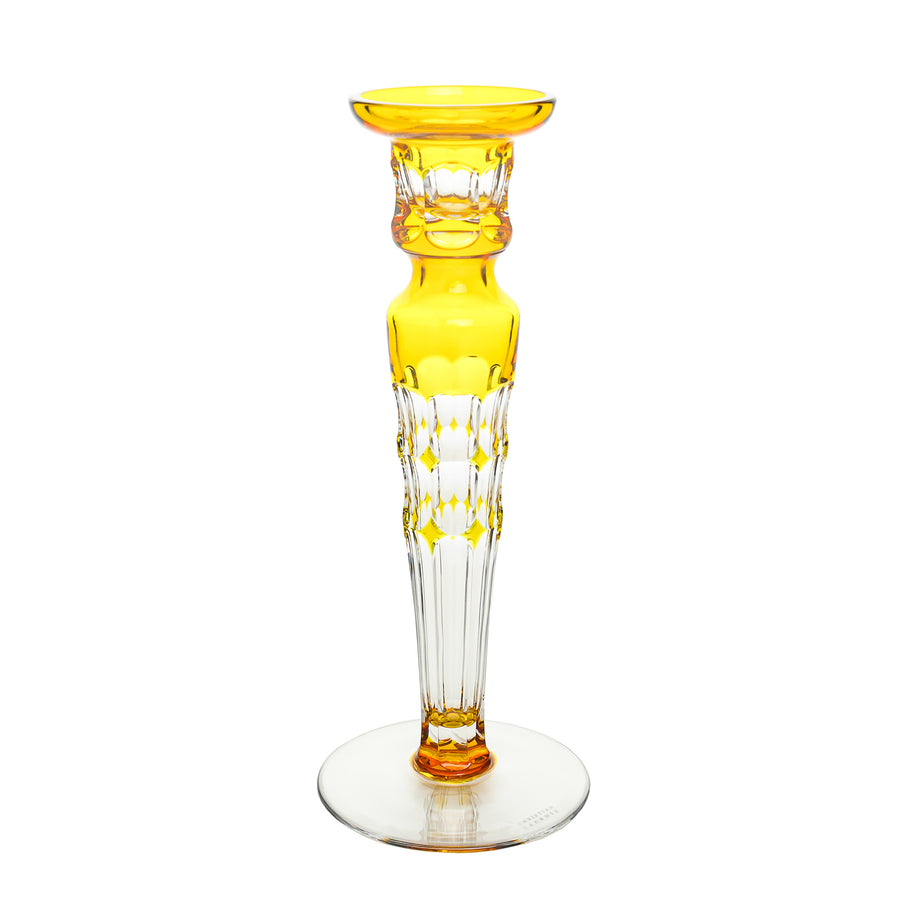 CHRISTIAN LACROIX Crystal Cut To Clear Candlestick Amber