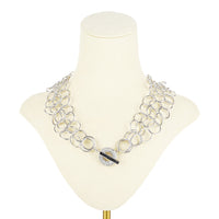 DAVID SIGAL Sterling Round Link Three Strand Toggle Necklace