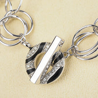 DAVID SIGAL Sterling Round Link Three Strand Toggle Necklace