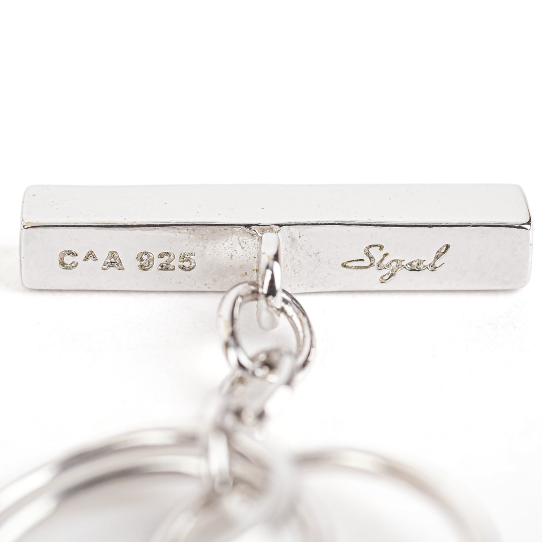 DAVID SIGAL Sterling Round Link Three Strand Toggle Necklace