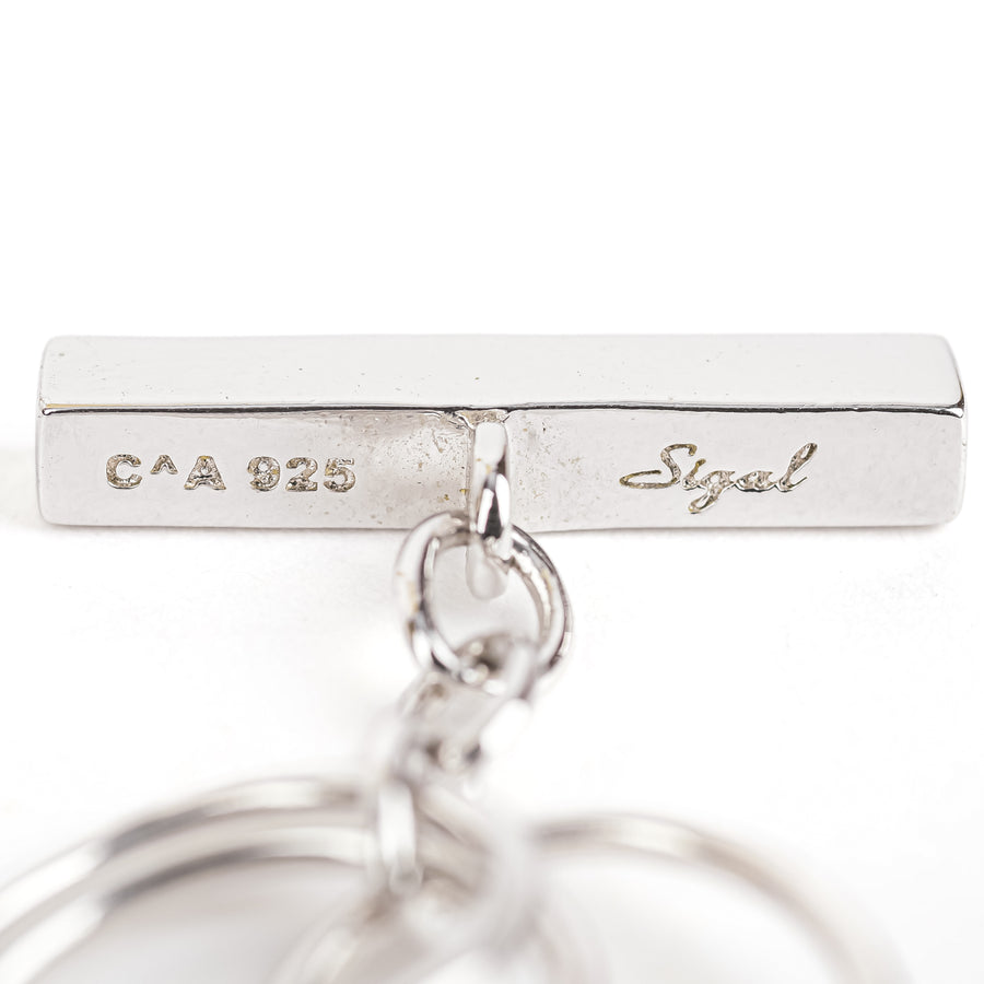 DAVID SIGAL Sterling Round Link Three Strand Toggle Necklace