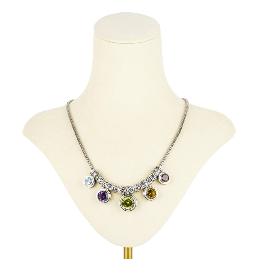 SAMUEL B Sterling Multi Gemstone Collarette Necklace