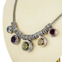 SAMUEL B Sterling Multi Gemstone Collarette Necklace
