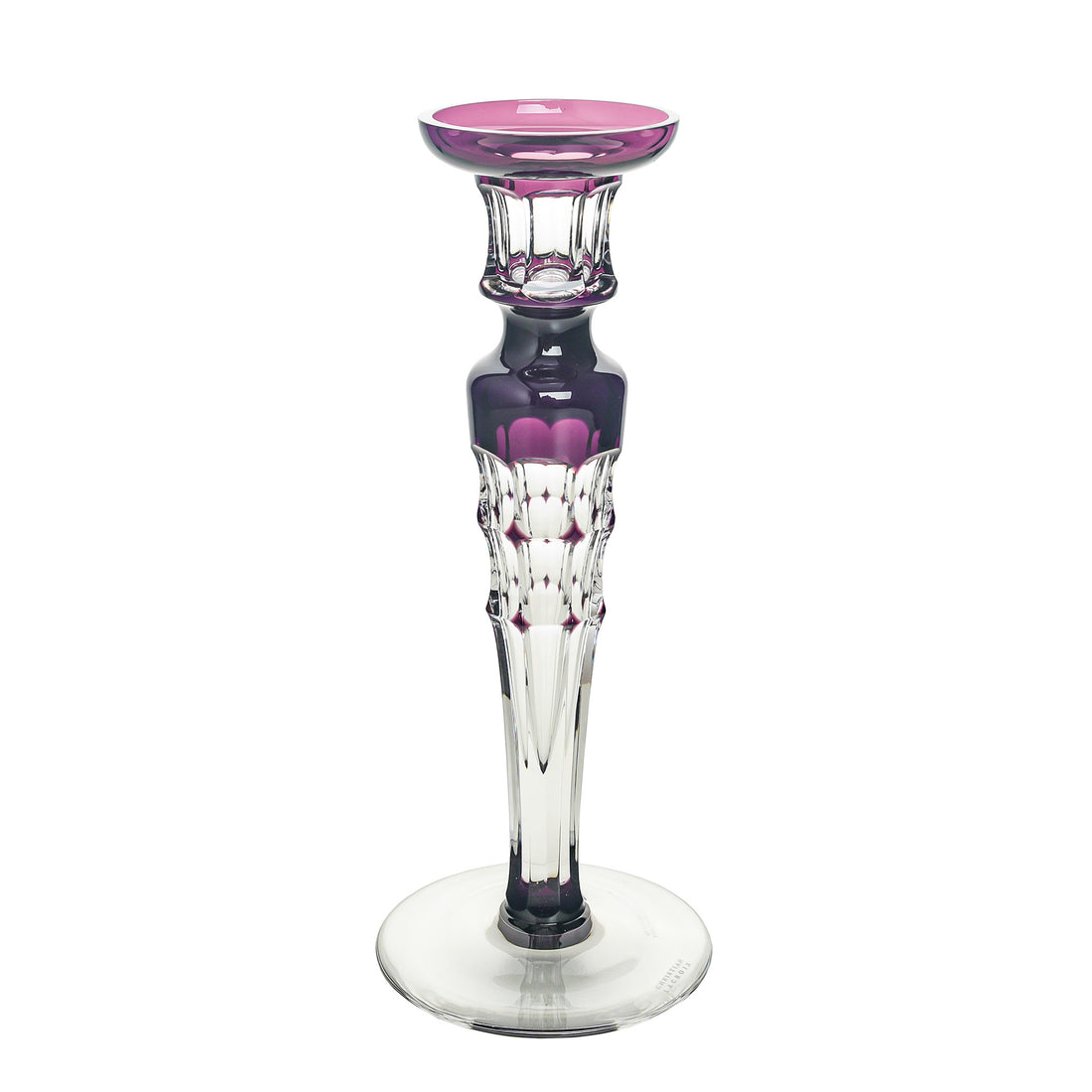 CHRISTIAN LACROIX Crystal Cut To Clear Candlestick Violet Cased