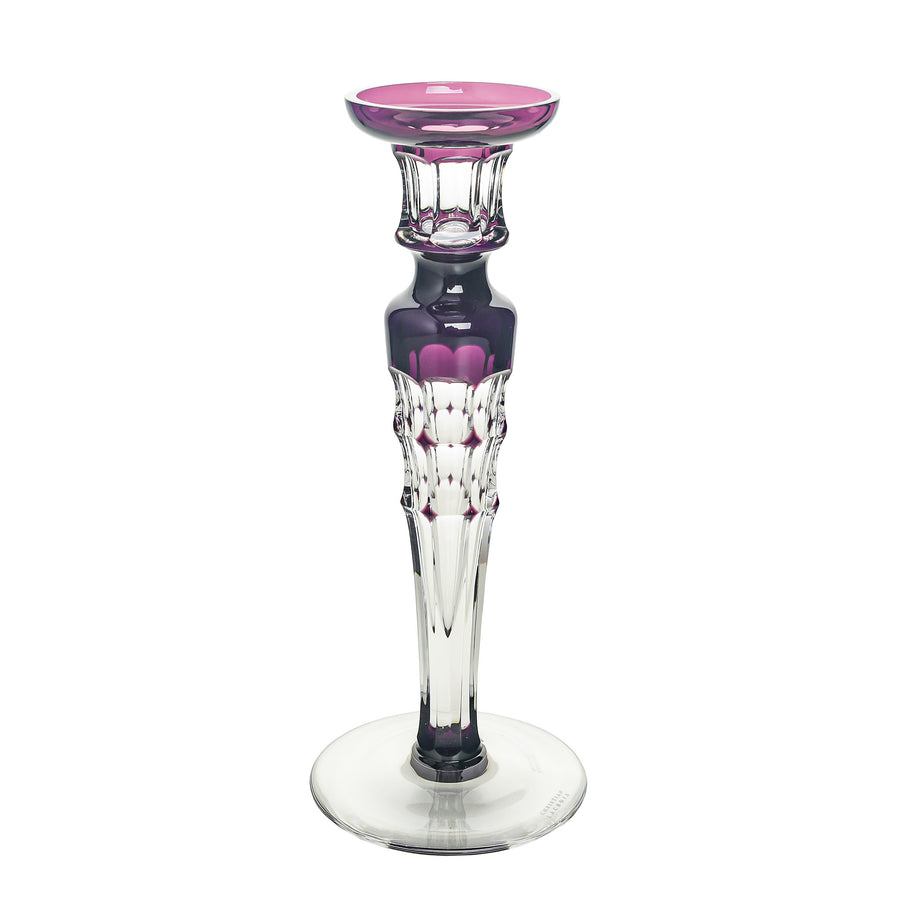 CHRISTIAN LACROIX Crystal Cut To Clear Candlestick Violet Cased
