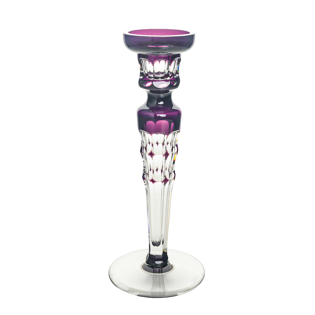 CHRISTIAN LACROIX Crystal Cut To Clear Candlestick Violet Cased