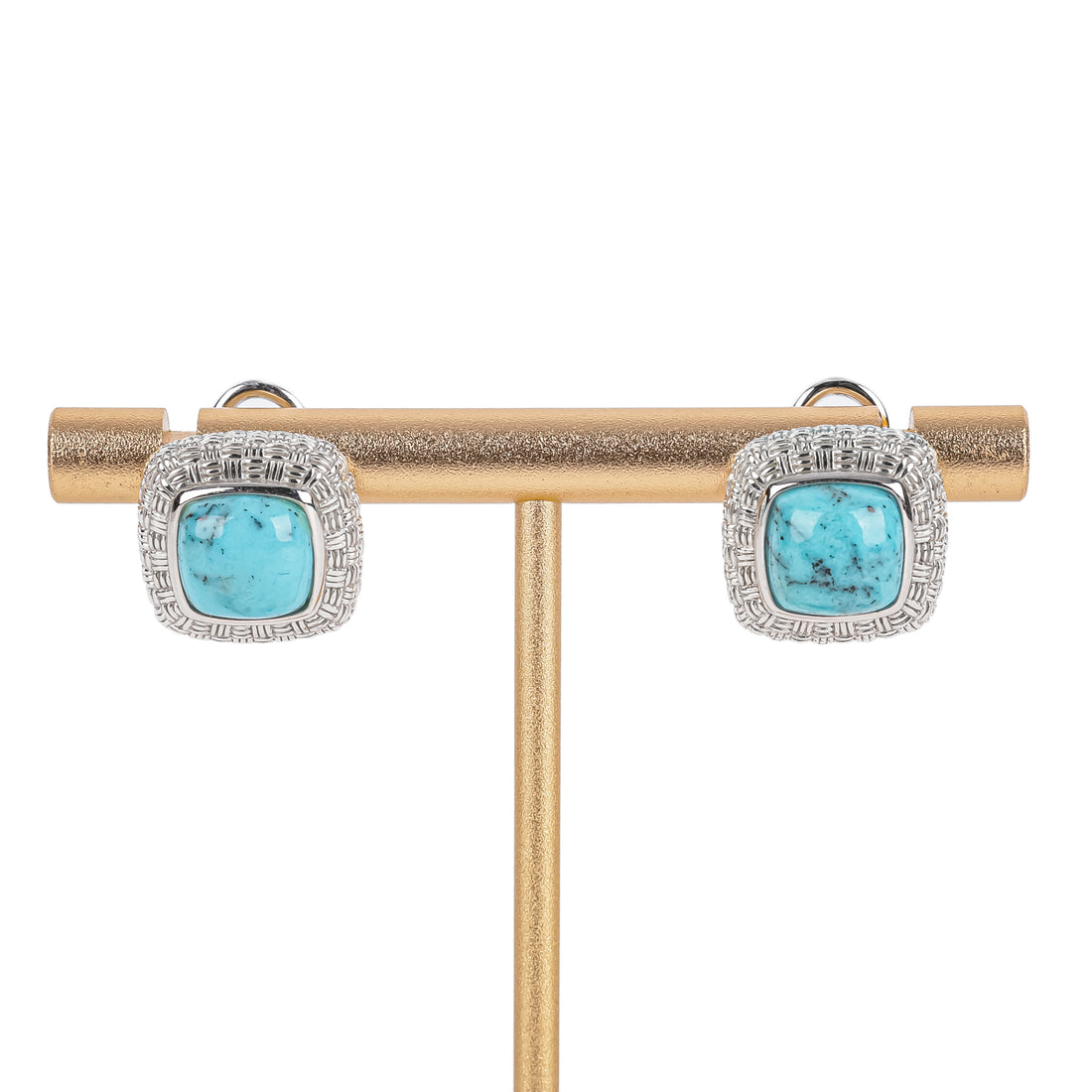 EFFY Sterling Turquoise Basketweave Omegas