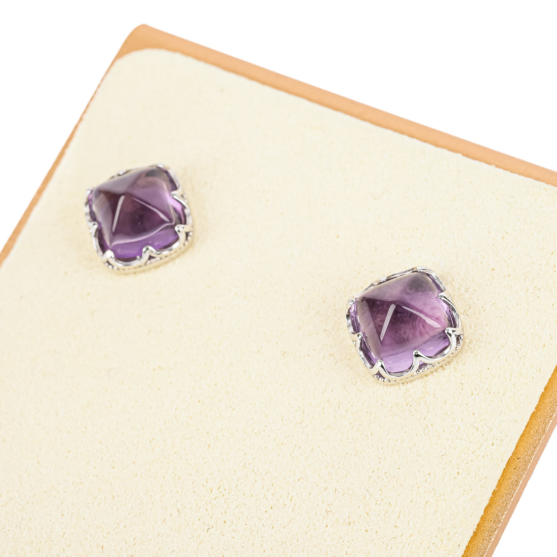 Sterling Amethyst Cabochon Studs