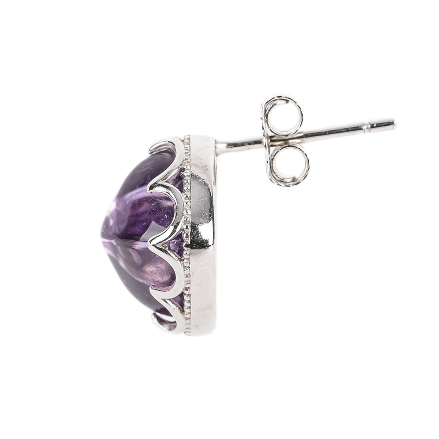 Sterling Amethyst Cabochon Studs