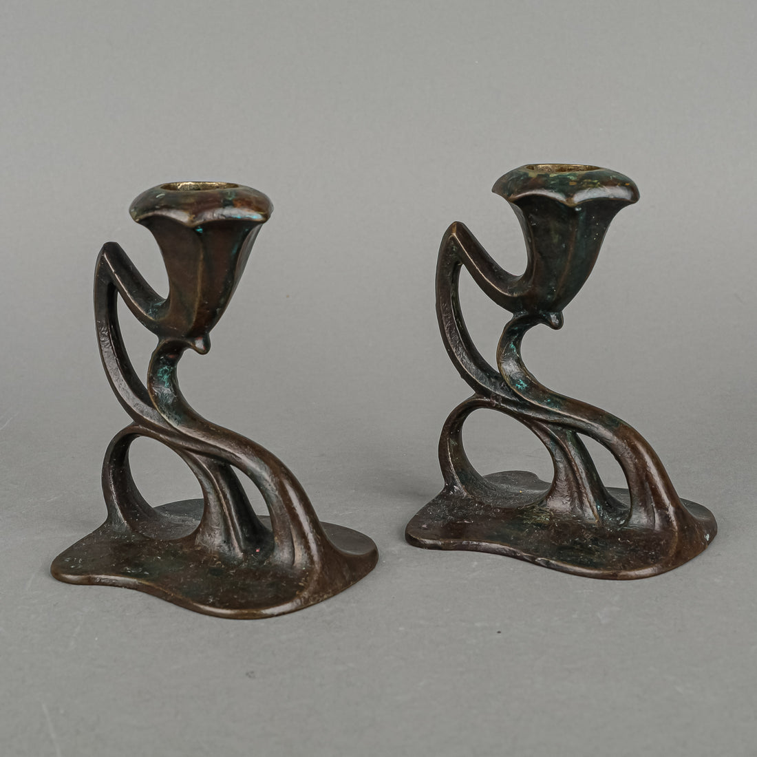 Art Nouveau Bronze Candlesticks - 2