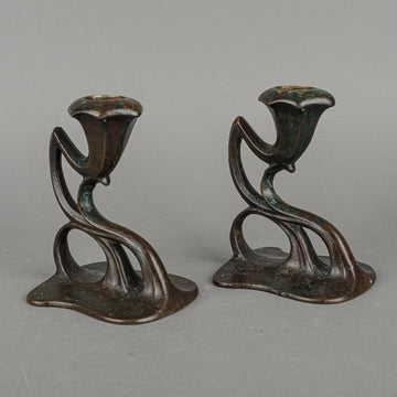 Art Nouveau Bronze Candlesticks - 2
