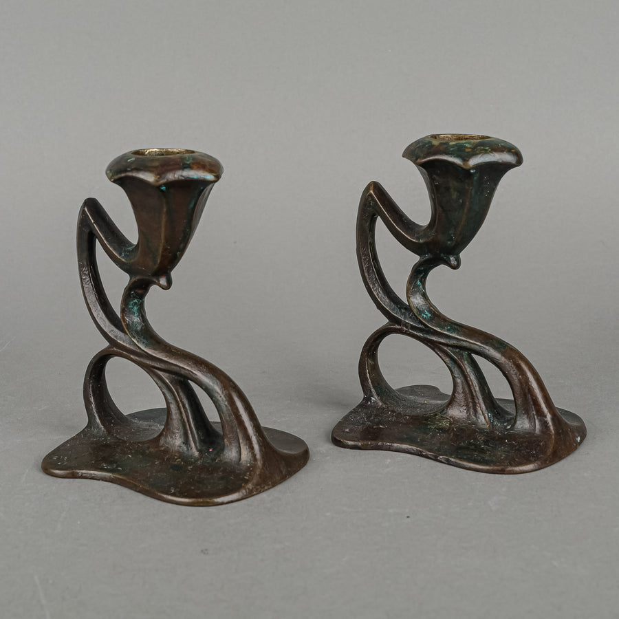 Art Nouveau Bronze Candlesticks - 2