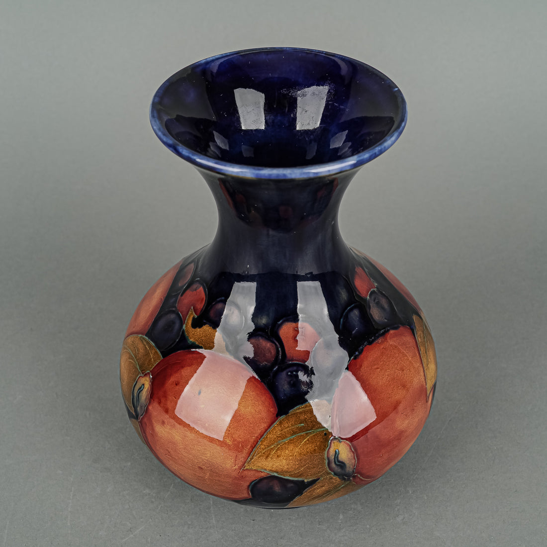 MOORCROFT Pomegranate Blue Ground Vase