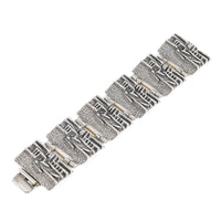 ROBERT LARIN Brutalist Pewter Panel Link Bracelet