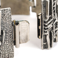 ROBERT LARIN Brutalist Pewter Panel Link Bracelet
