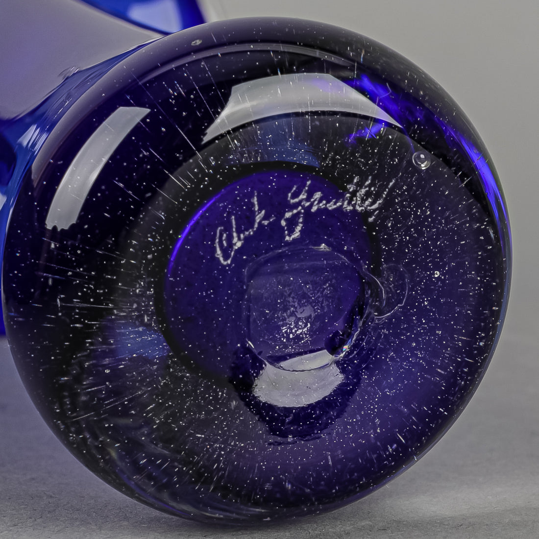 CLARK GUETTEL Art Glass Cobalt Jack In the Pulpit Vase