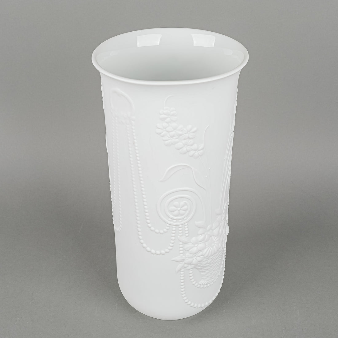 KAISER M.Frey White Bisque Floral Op Art Vase